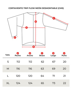 CORTAVIENTO TRIP FLOW NEON MANGA DESMONTABLE