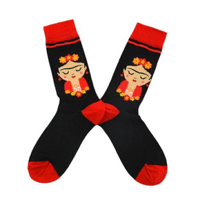 Calcetines Diseño Frida Kahlo Black/Red