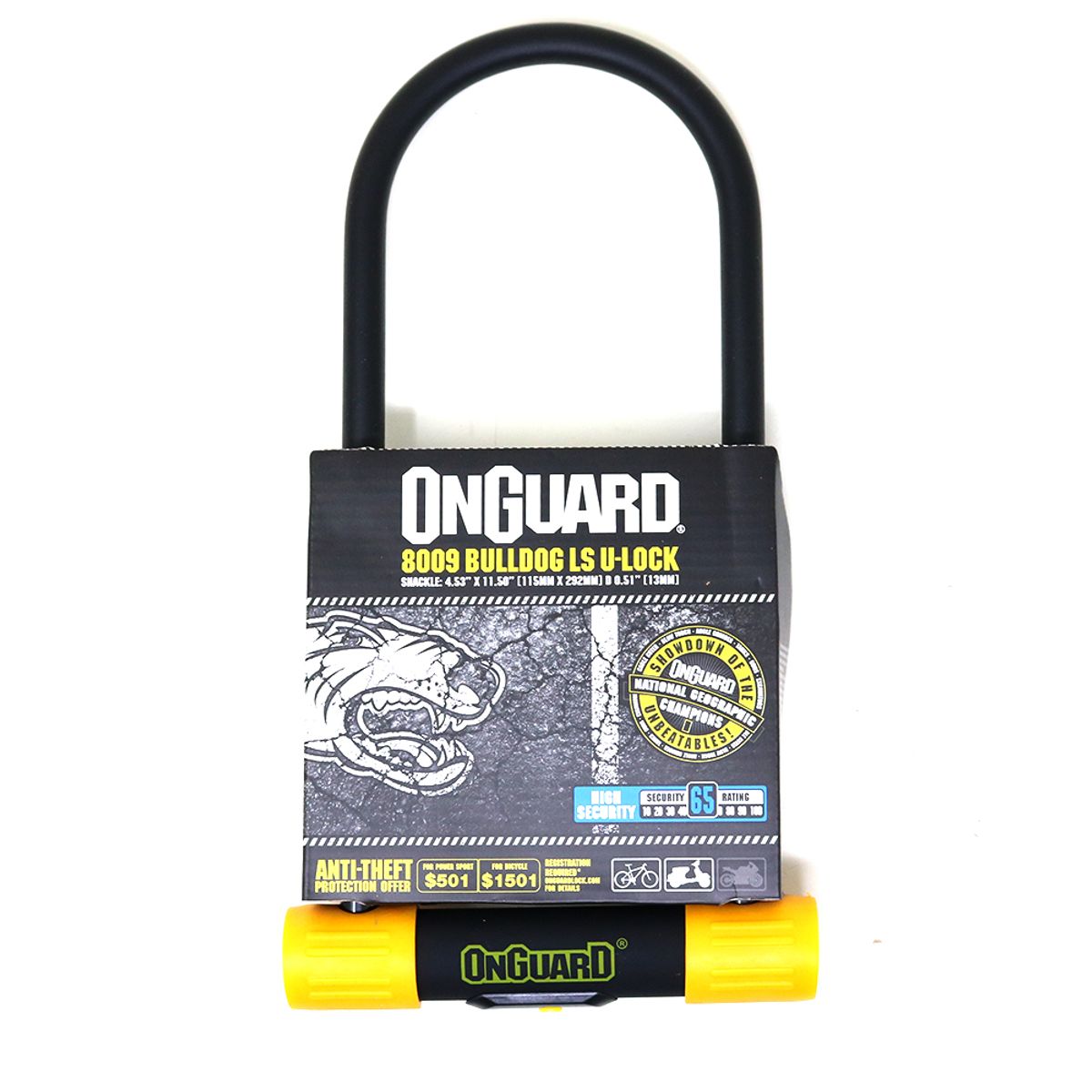 CANDADO ONGUARD LLAVE U-LOCK BULLDOG LS 115X292