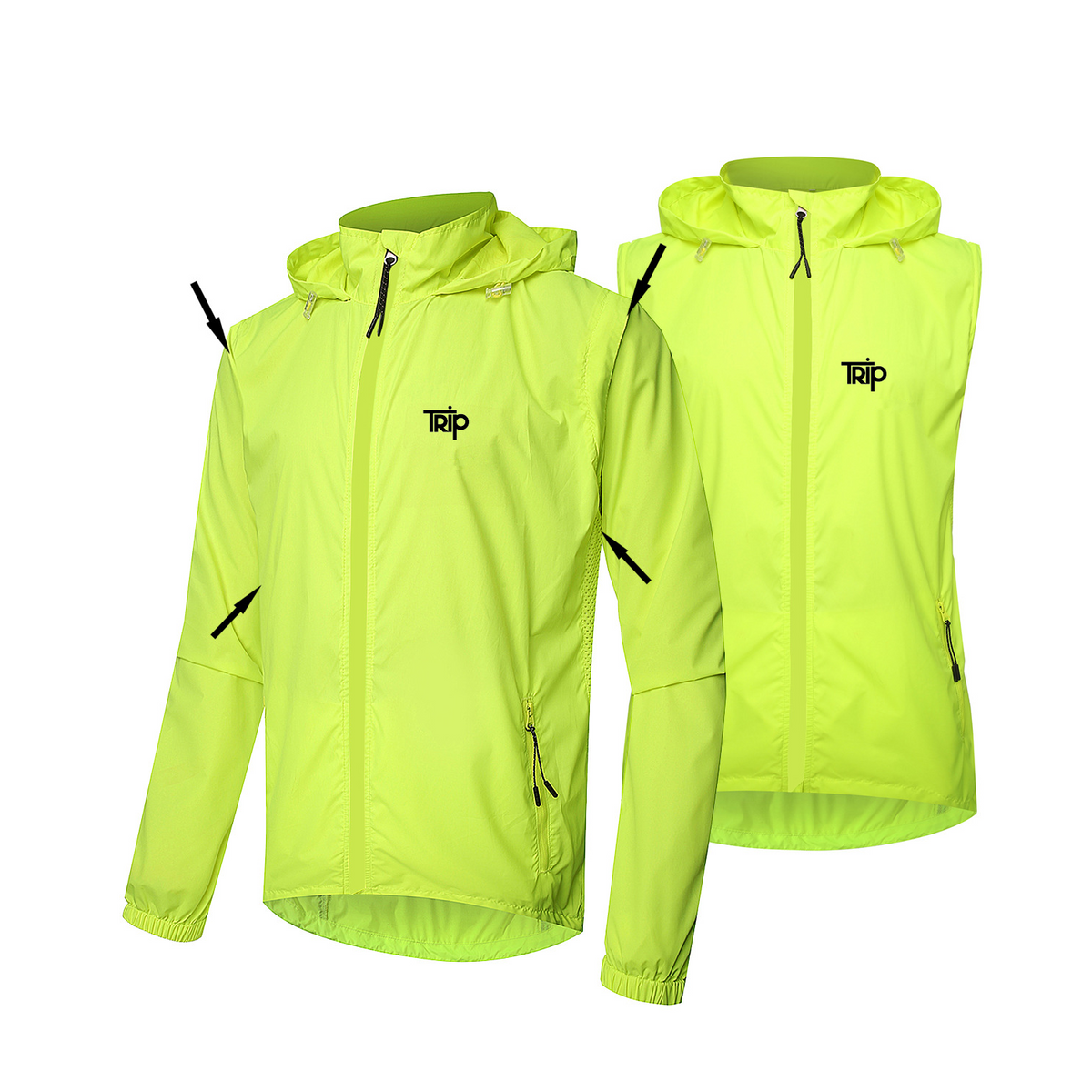 CORTAVIENTO TRIP FLOW NEON MANGA DESMONTABLE