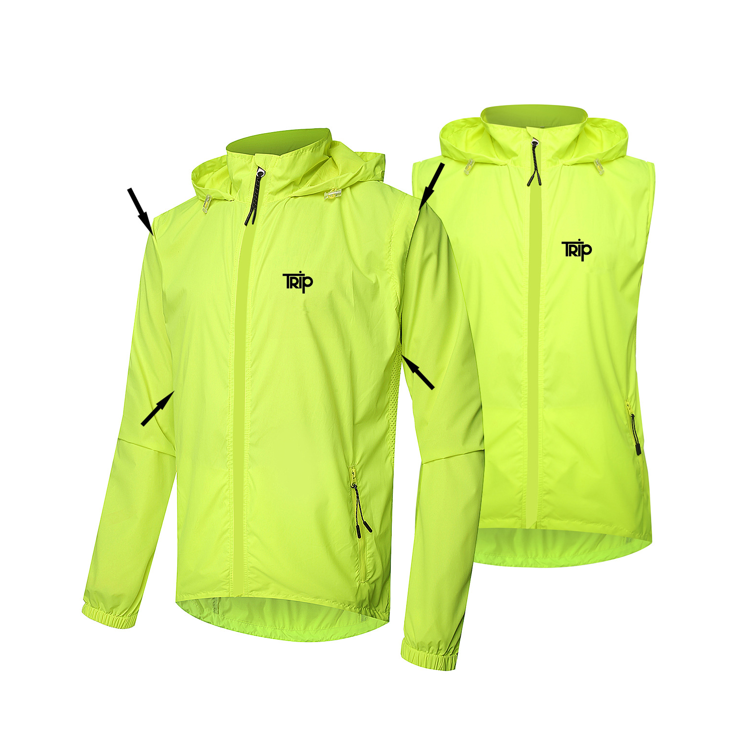 CORTAVIENTO TRIP FLOW NEON MANGA DESMONTABLE