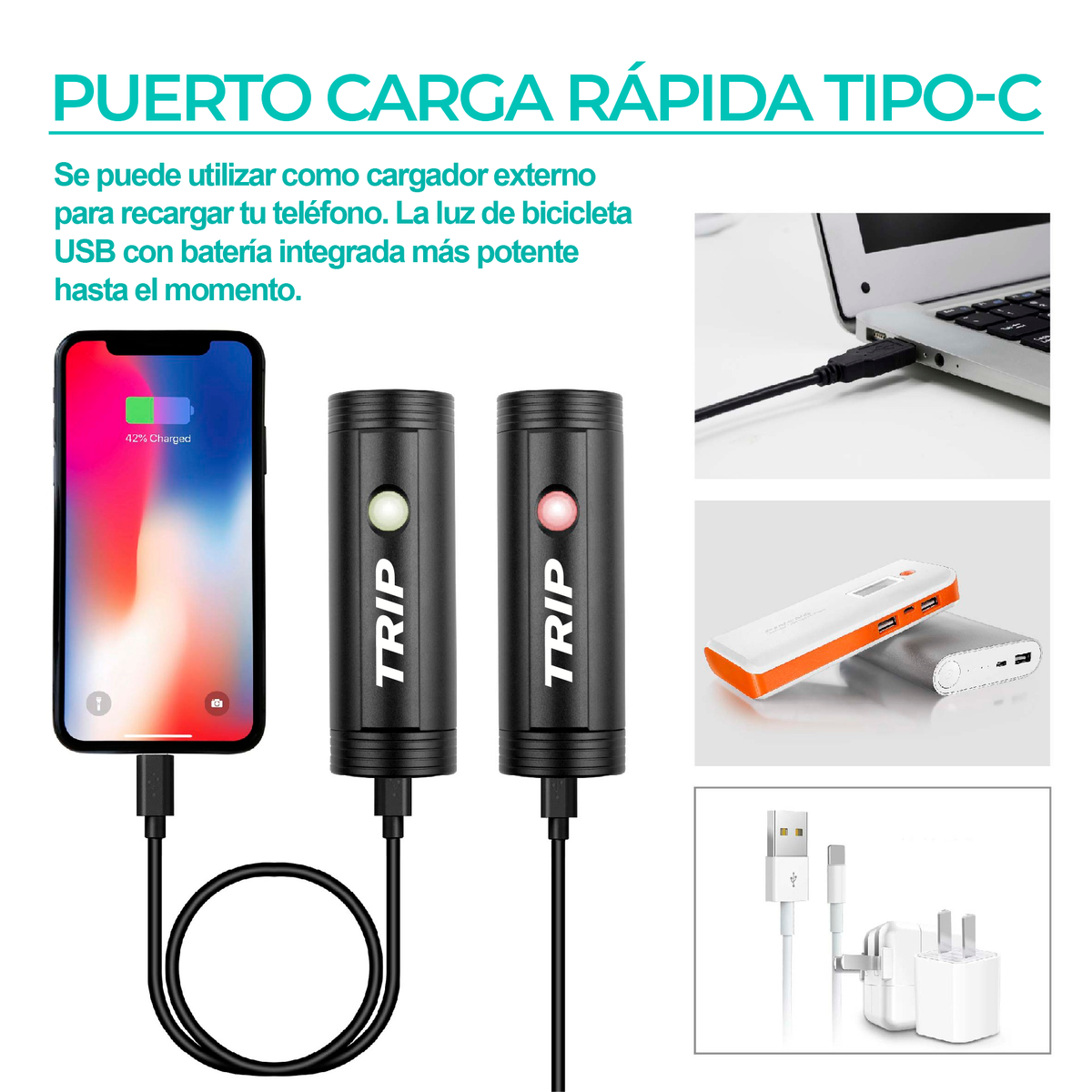 LUZ DELANTERA USB TRIP MONSTER 1000 LM