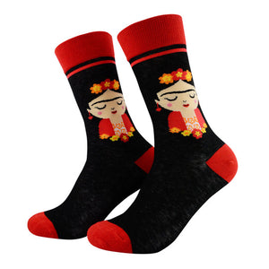 Calcetines Diseño Frida Kahlo Black/Red