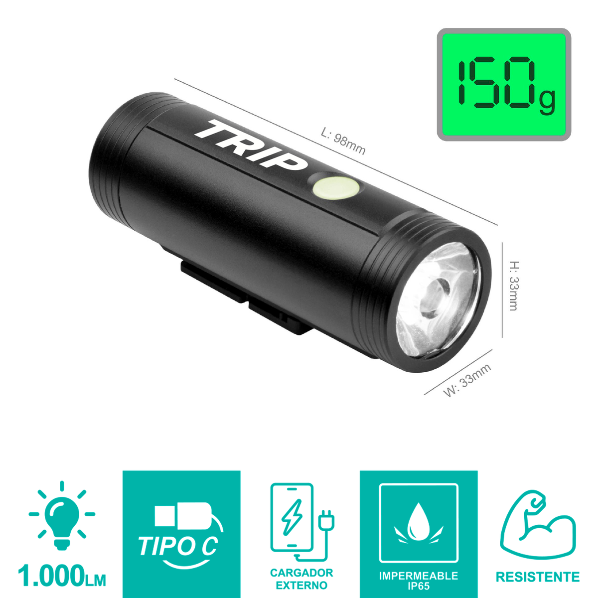 LUZ DELANTERA USB TRIP MONSTER 1000 LM