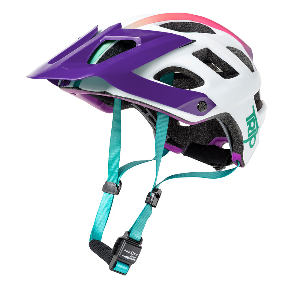 CASCO TRIP ENDURO WHITE/TURQ - VISERA PURPLE EDICION LTDA