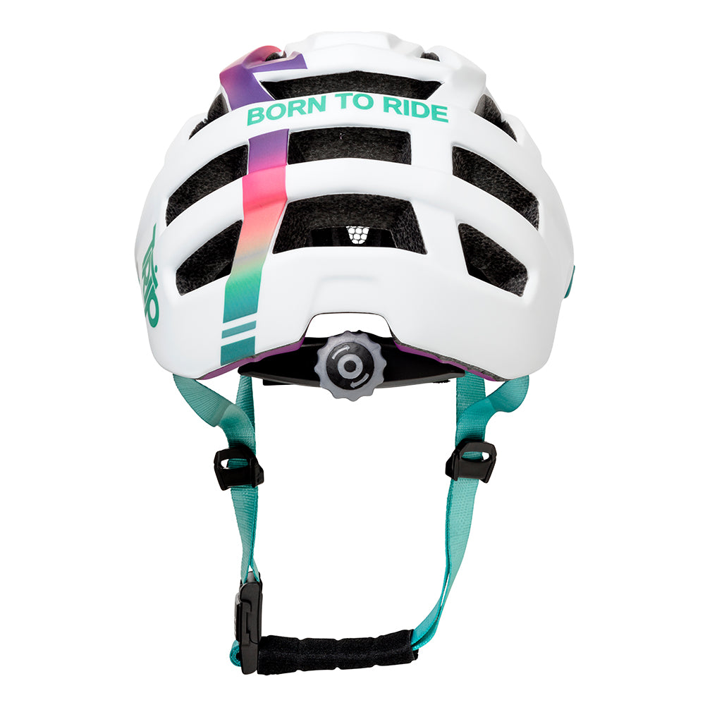 CASCO TRIP ENDURO WHITE/TURQ - VISERA PURPLE EDICION LTDA